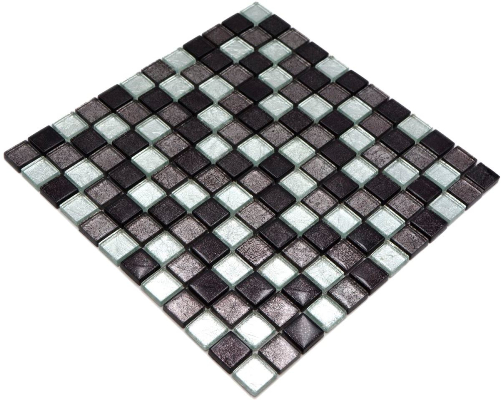 Mosaico di vetro argento antracite nero struttura muro piastrelle mosaico cucina - 126-1783 - Kopie