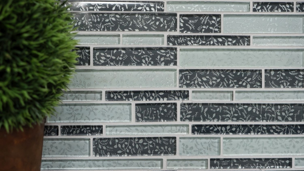 Mosaik Verbund Glasmosaik Chic Flowers Transluzent Verbundoptik mix weiß grau glänzend