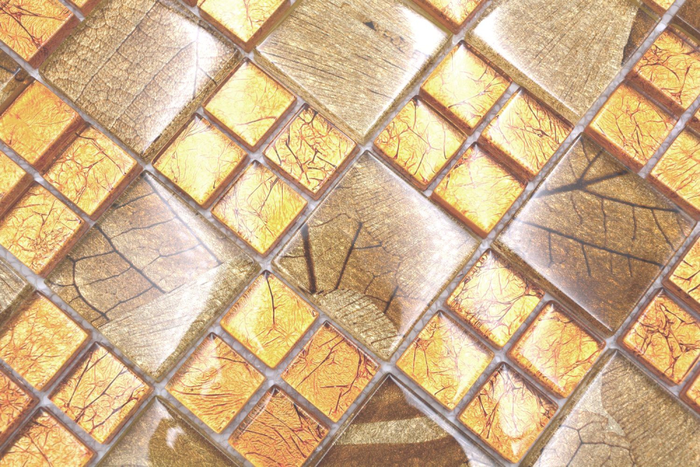 Piastrella di mosaico di vetro mosaico d'oro combinazione muro piastrelle cucina piastrelle backsplash - 88-8DSG - Kopie