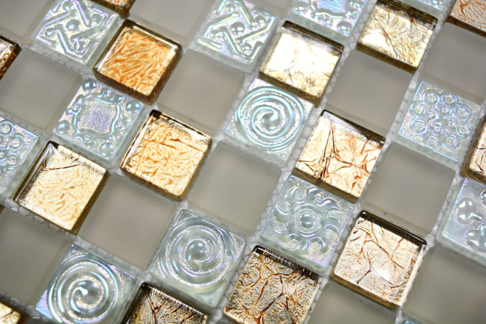 Mosaico Luester optico cristal translucido champan brillante - 10 hojas de mosaico