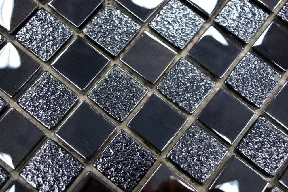 Mosaik Quadrat Glasmosaik mix Lüster schwarz Transluzent Lüsteroptik glänzend