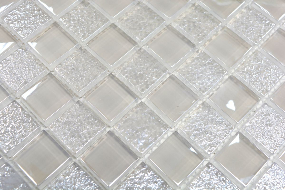 brillo de lujo de lujo mosaico de vidrio estera blanco crema 88-8LU90