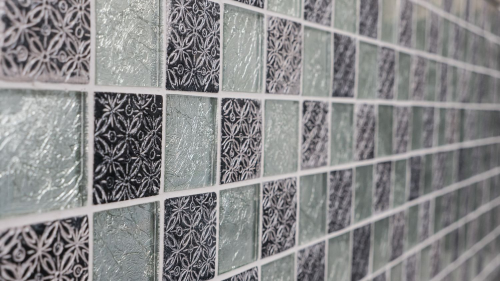 Mosaique carree Mosaique de verre Resin optique mix silver Mix translucide optique relief argent brillant
