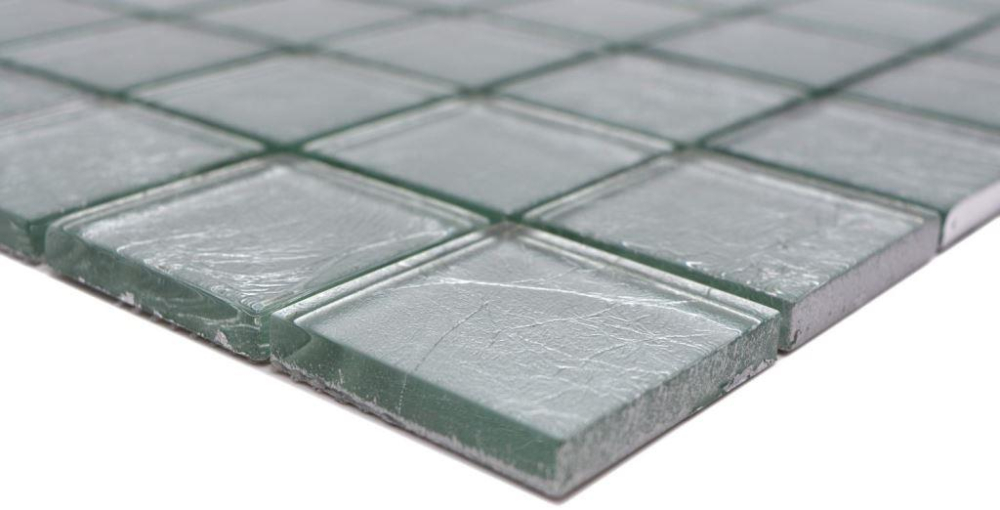 Mosaikfliesen Glasmosaik Silber Struktur Quadrat Crystal