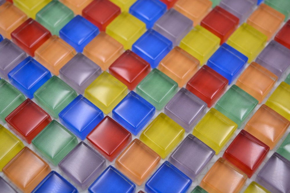 Mosaique Translucide Crystal mix multicolore brillante - 10 feuilles de mosaique