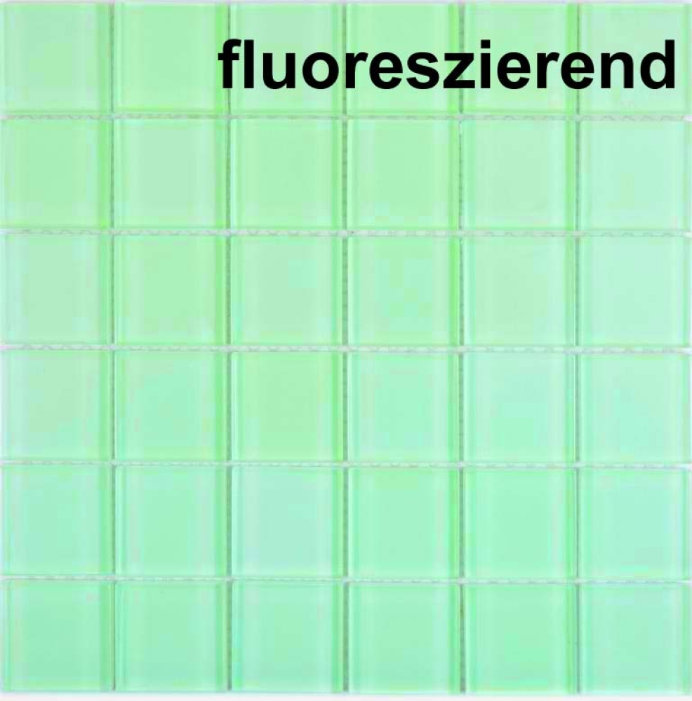 Mosaico de vidrio verde claro pastel verde fluorescente resplandor nocturno revestimiento de pared - 88-1005