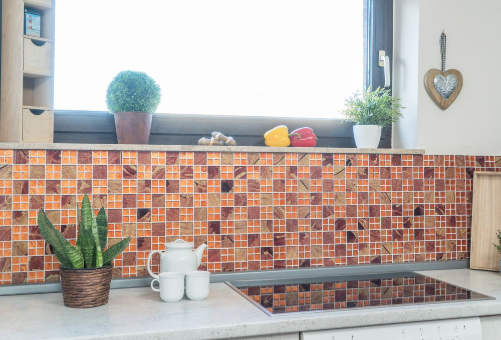 Mosaico di vetro mosaico oro arancione combinazione di piastrelle parete cucina piastrelle backsplash - 88-8SRO - Kopie