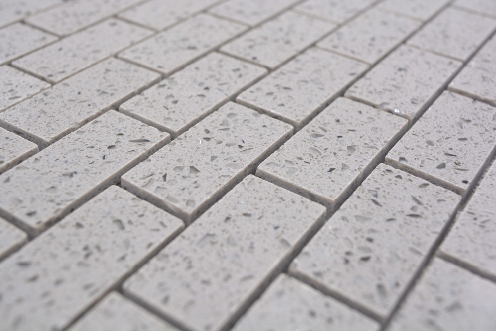 Azulejo mosaico de piedra artificial Mosaico de cuarzo Ladrillo artificial Brillo gris Revestimiento de pared - 46-0204 - Kopie