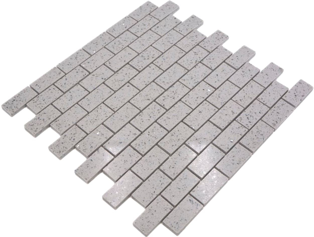 Azulejo mosaico de piedra artificial Mosaico de cuarzo Ladrillo artificial Brillo gris Revestimiento de pared - 46-0204 - Kopie