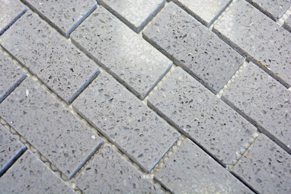 Azulejo mosaico de piedra artificial Mosaico de cuarzo Ladrillo artificial Brillo gris Revestimiento de pared - 46-0204 - Kopie