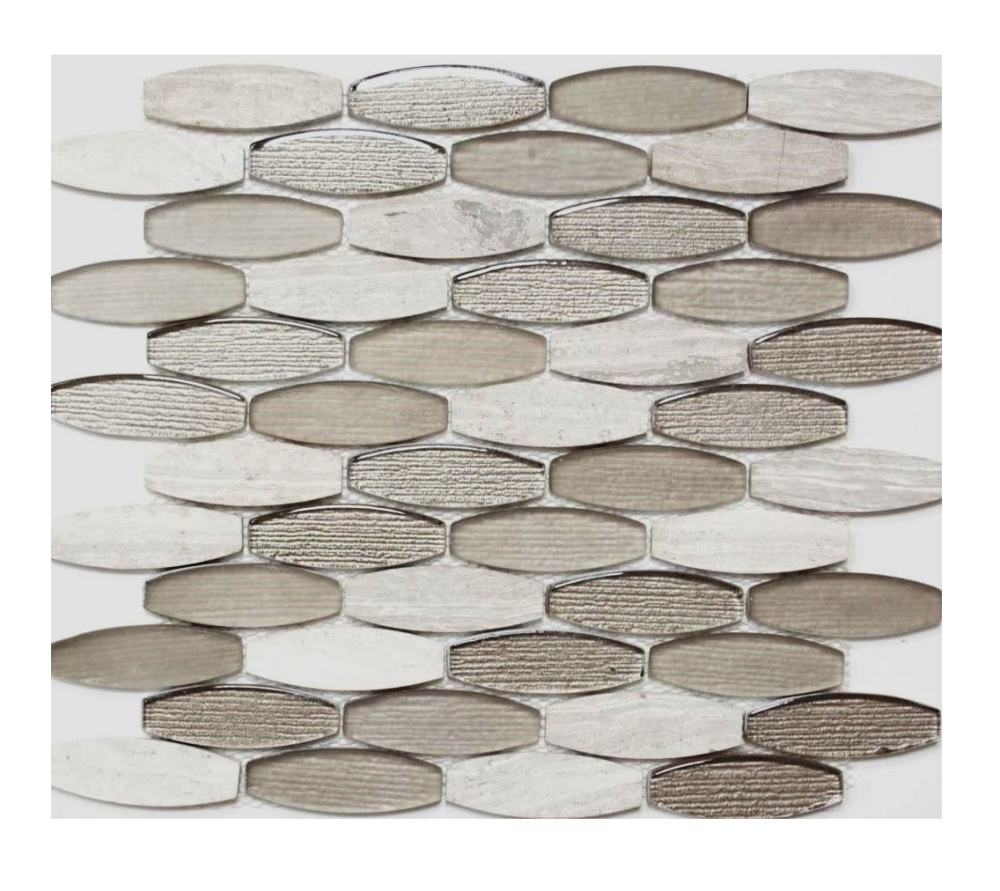 Mosaique forme bateau Mosaique de verre pierre mix gris mix translucide brillant