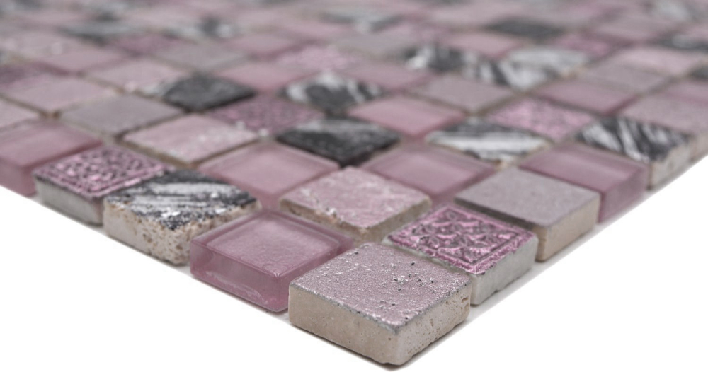 Mosaique Carre Mosaique de verre Resin mix rose Mix translucide aspect retro brillant