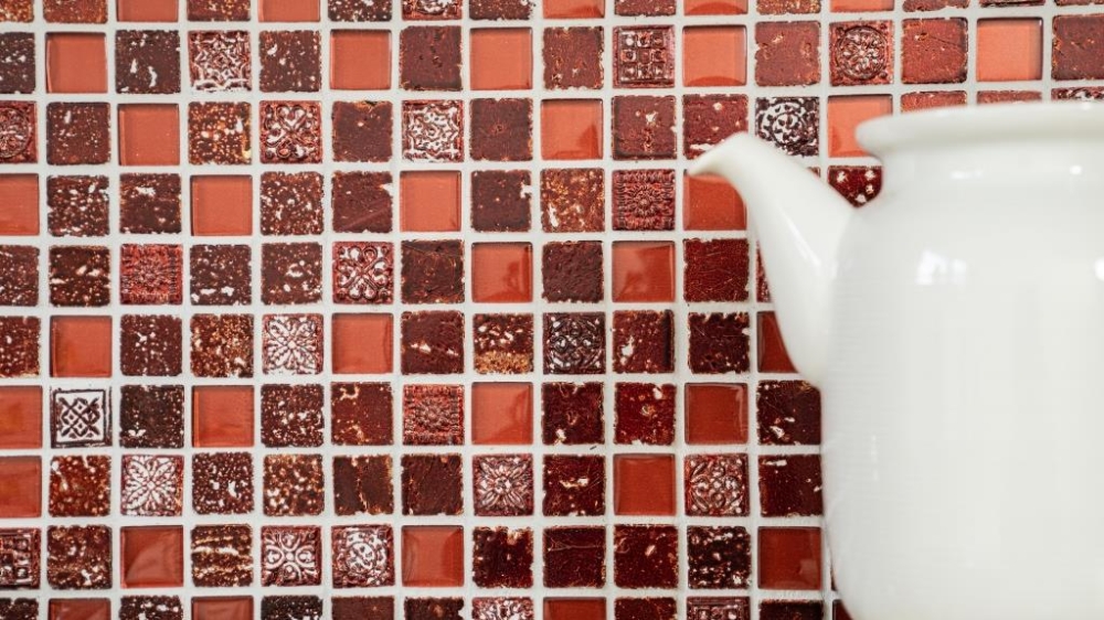 Mosaique Carre Mosaique de verre Resin mix rouge Mix translucide aspect retro brillant