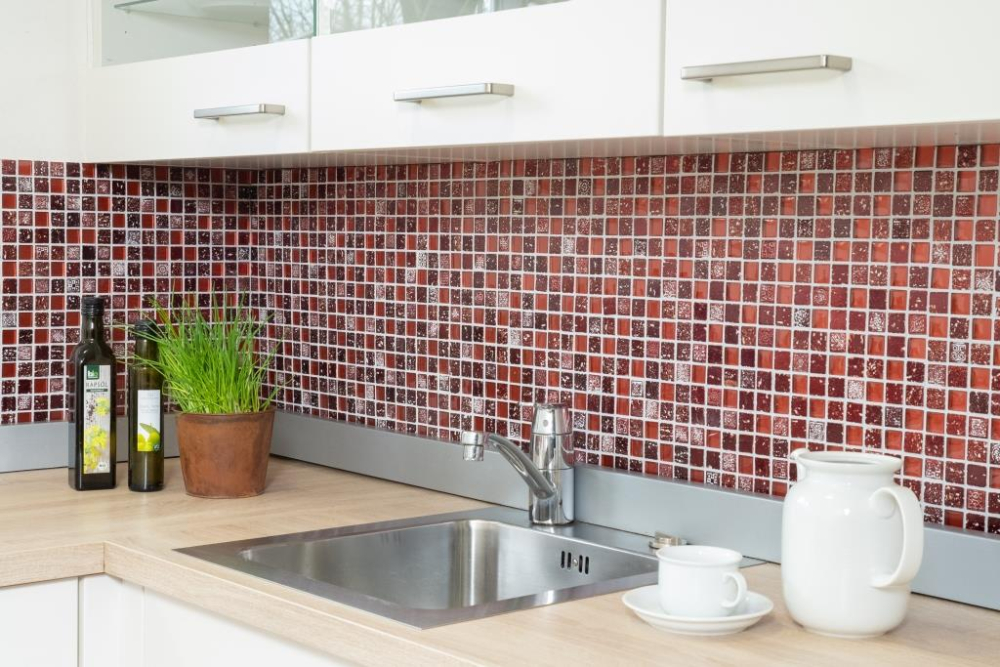 Mosaique Carre Mosaique de verre Resin mix rouge Mix translucide aspect retro brillant