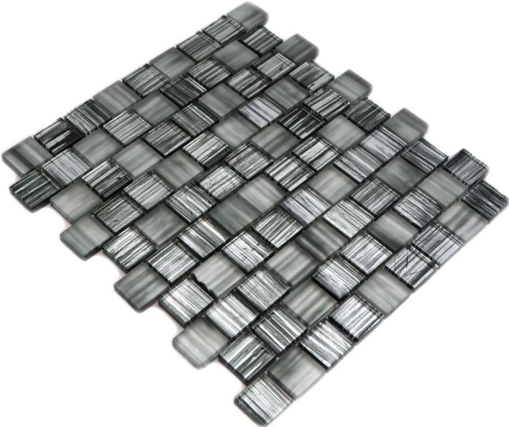 Mosaique de verre murale gris anthracite givre verre depoli clair mur - 78-CF81 - Kopie