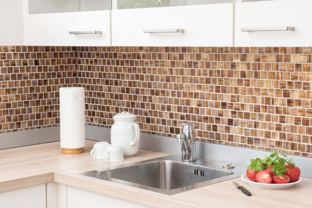 Rivestimento in mosaico di vetro ocra marrone smerigliato vetro opaco chiaro - 78-CF85 - Kopie