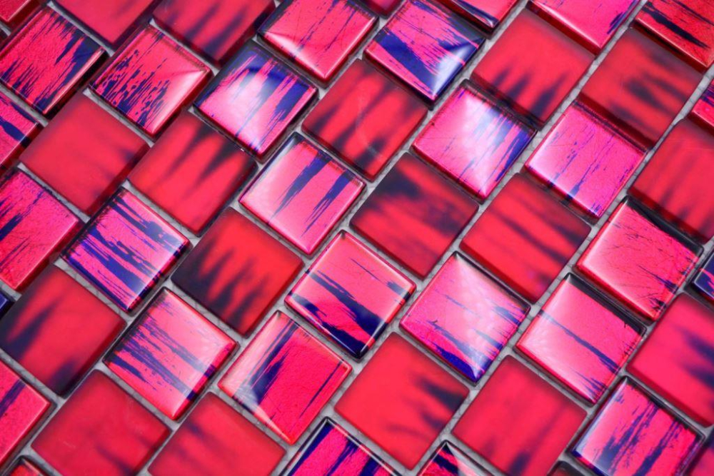 Glasmosaik Mauerverband Pink Lila gefrostet Milchglas klar matt Wand Küche - 78-CF87