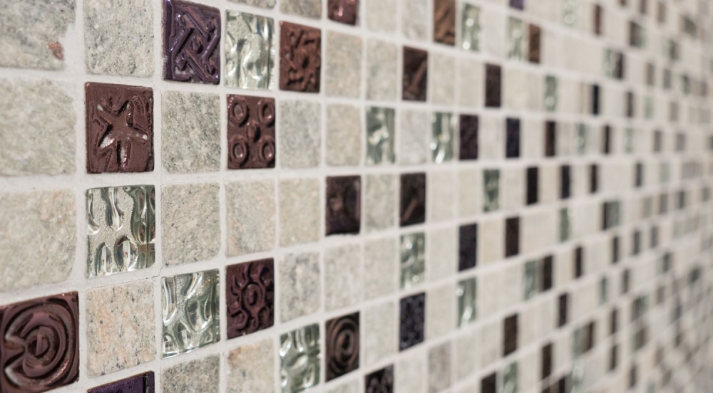 Mosaique Carre Mosaique de verre Pierre mix Design Quartzite gris Mix Translucide Aspect retro mat