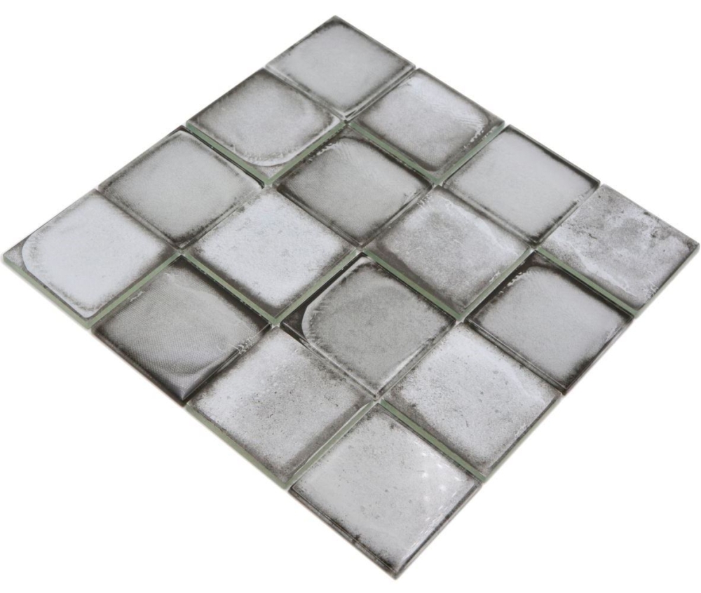 Mosaique Carre Mosaique de verre Cement Style light grey Translucide Aspect ciment gris clair brillant