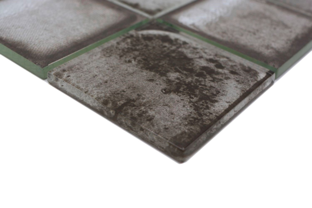 Mosaique Carre Mosaique de verre Cement Style grey Translucide Aspect ciment gris brillant