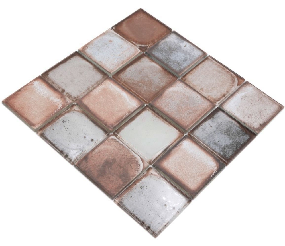 Mosaique Carre Mosaique de verre Cement Style light beige Translucide Aspect ciment beige clair brillant