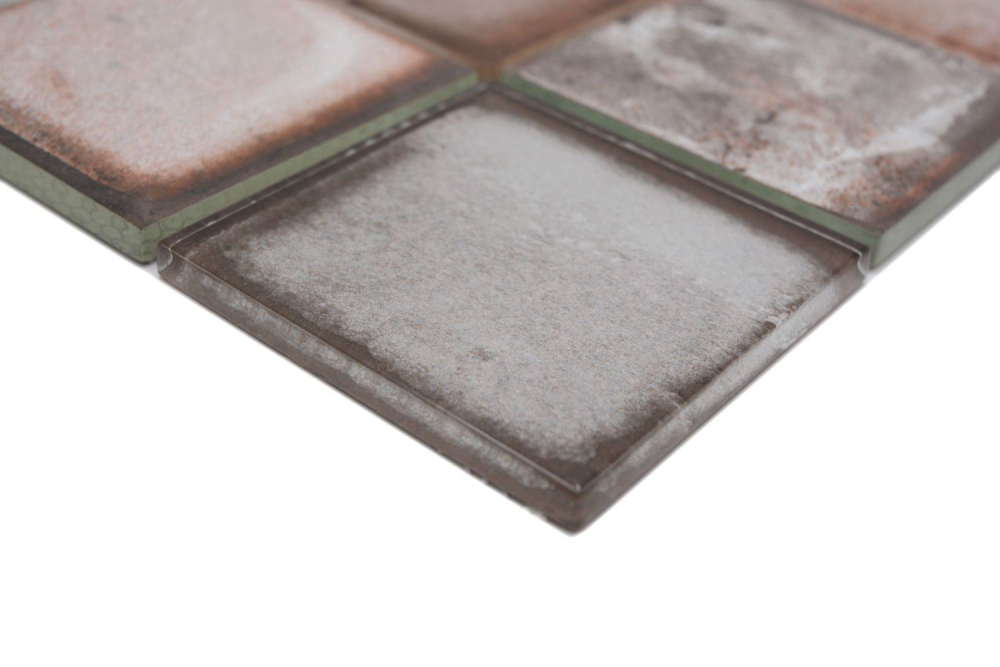 Mosaique Carre Mosaique de verre Cement Style mix grey beige translucide aspect ciment brillant