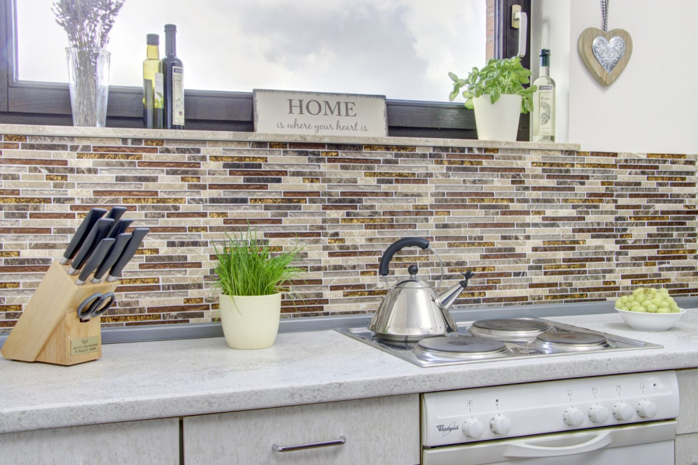 Mosaik Verbund Glasmosaik Marmor mix beige braun Mix Transluzent Stein Verbundoptik glänzend
