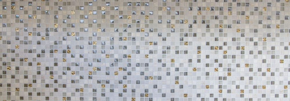 Mosaique de verre Pierre naturelle gris clair brillant gold cream structure 92-HQ12