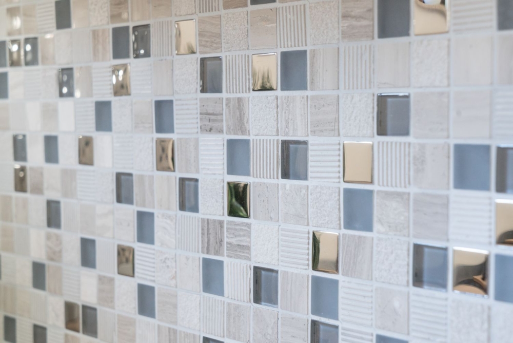 Piedra natural rustico mosaico de azulejos de vidrio de mosaico de marmol luz gris plata beige esmerilado azulejos de vidrio backsplash pared cocina cuarto de bano WC - 92-HQ20
