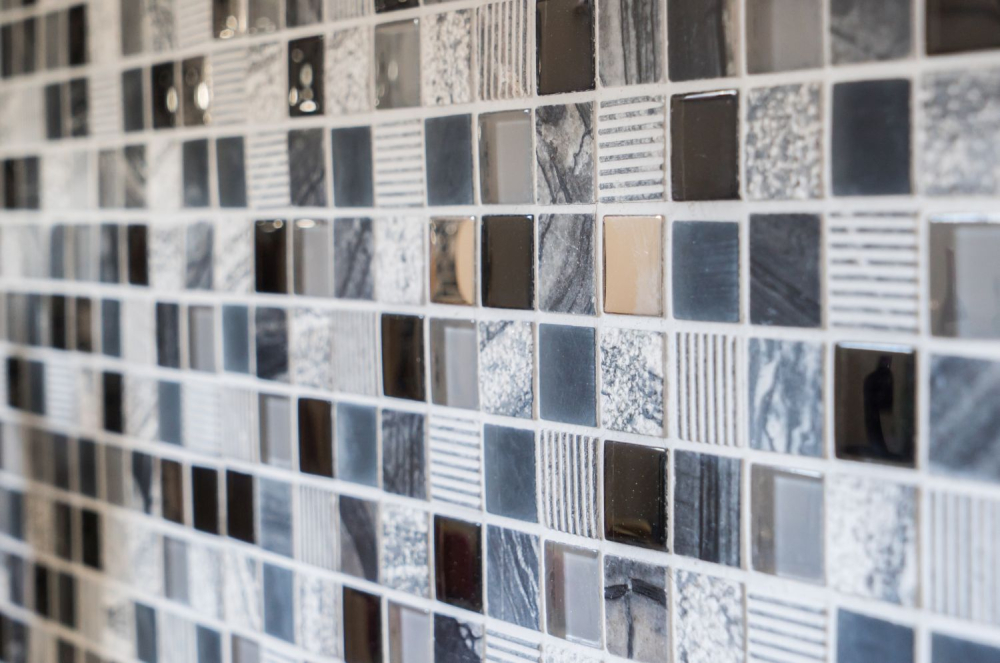Pietra naturale mosaico rustico piastrelle di vetro mosaico grigio nero argento antracite bianco piastrelle backsplash cucina parete WC - 83-HQ24 - Kopie