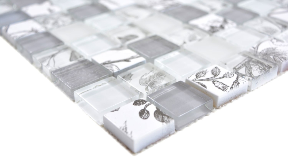 Mosaique de verre Super Blanc gris Clair Mur Carrelage Cuisine Douche Salle de bains - 74-2000