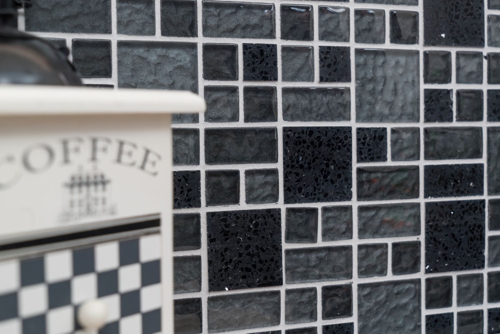 Mosaique Combinaison de mosaique de verre Artificial mix noir Mix translucide Composite aspect combine brillant