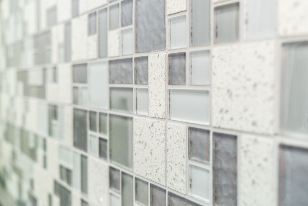 Mosaik Kombination Glasmosaik Artificial mix weiß Mix Transluzent Komposit Kombinationsoptik glänzend
