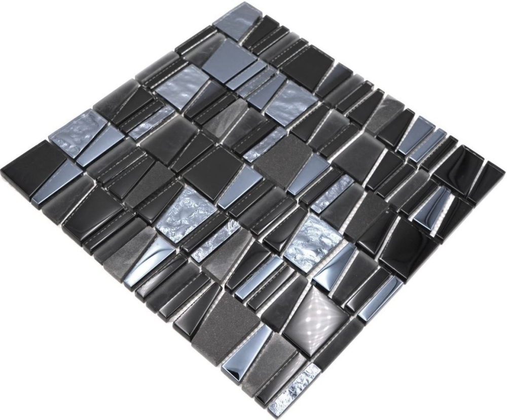 Escalera de mosaico de vidrio mosaico de piedra EP mezcla mezcla de negro translucido escalera mirada brillante