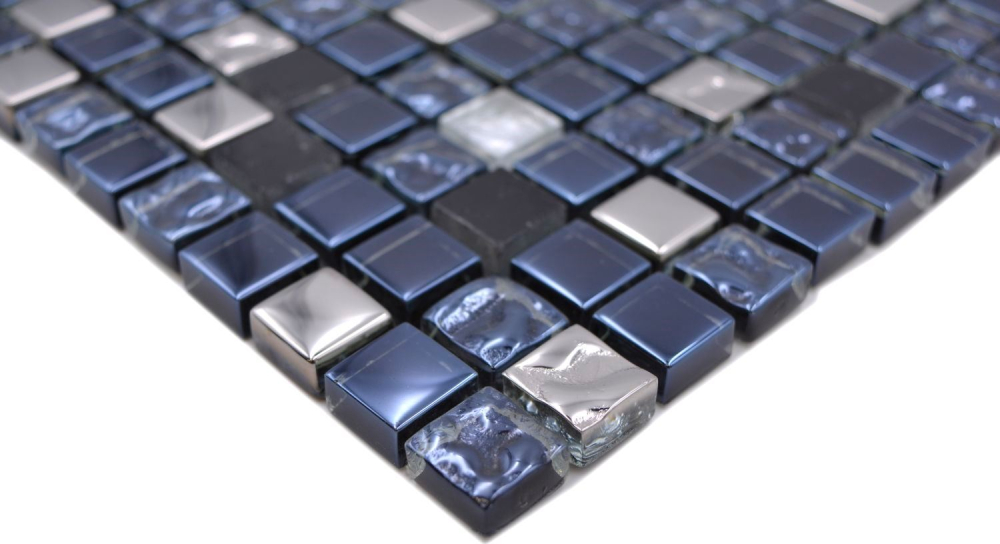 Mosaique de verre Pierre naturelle Rustique Graphite antique Noir argente - 92-660