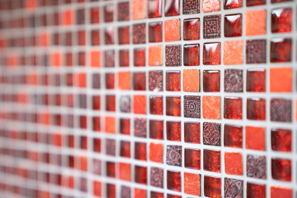 Mosaique Carre Mosaique de verre Resin mix rouge Mix translucide brillant