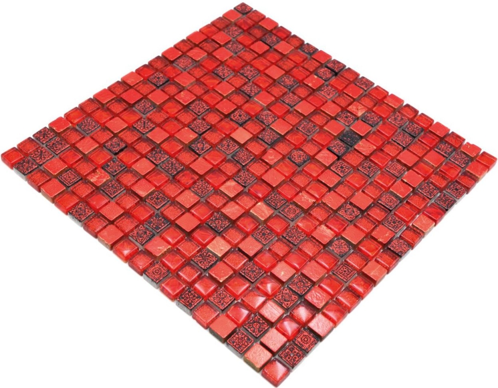 Mosaique Carre Mosaique de verre Resin mix rouge Mix translucide brillant
