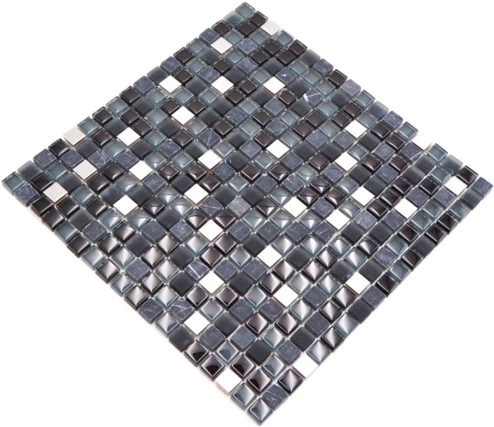 Mosaikfliesen Glasmosaik Naturstein Edelstahl anthrazit schwarz
