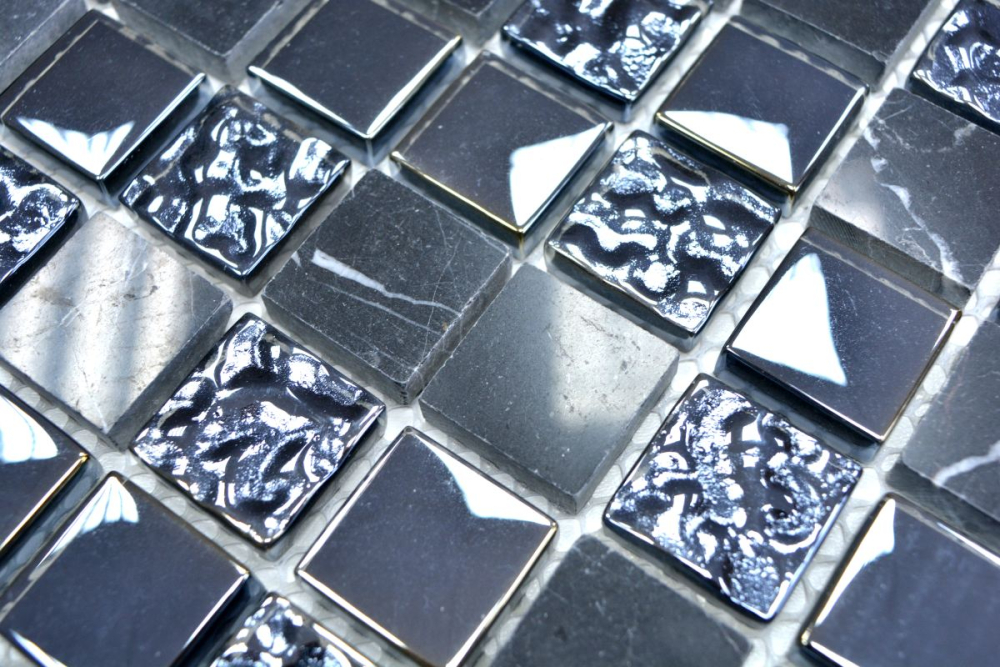 Mosaique Carre Mosaique de verre Pierre mix gris noir Mix translucide brillant