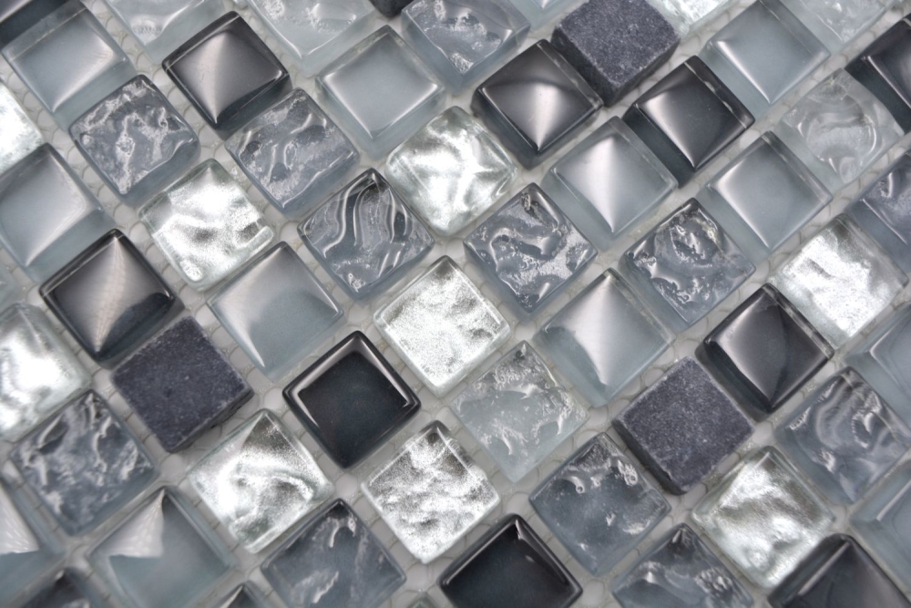 Mosaique de verre Pierre naturelle Rustique gris antique argent 92-0208