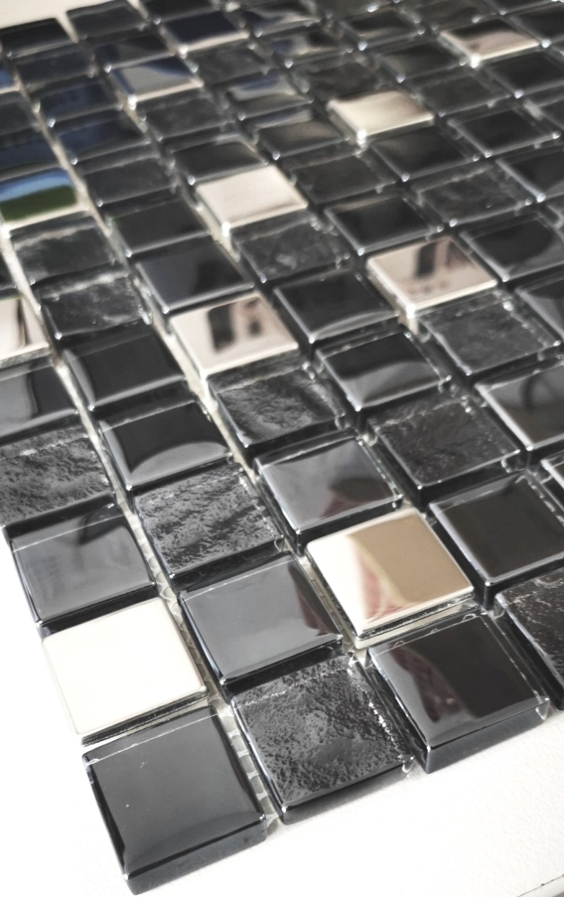 Mosaique de verre Bordures Anthracite argente bleu - 88-0322