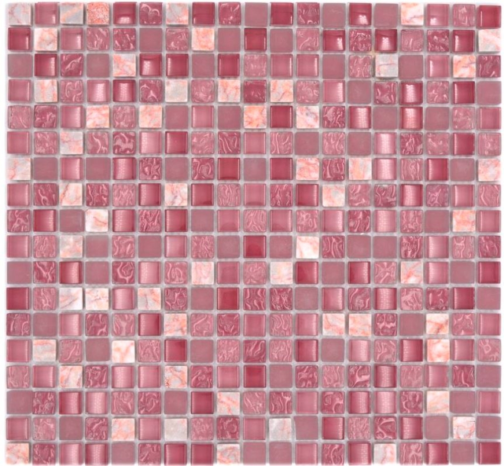 Mosaique Carre Mosaique de verre Pierre mix rose Mix translucide brillant