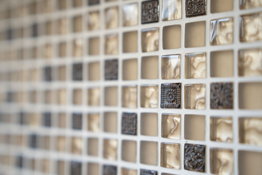 Mosaico de vidrio Mosaico de resina Adorno Antiguo beige mate dorado 92-1207