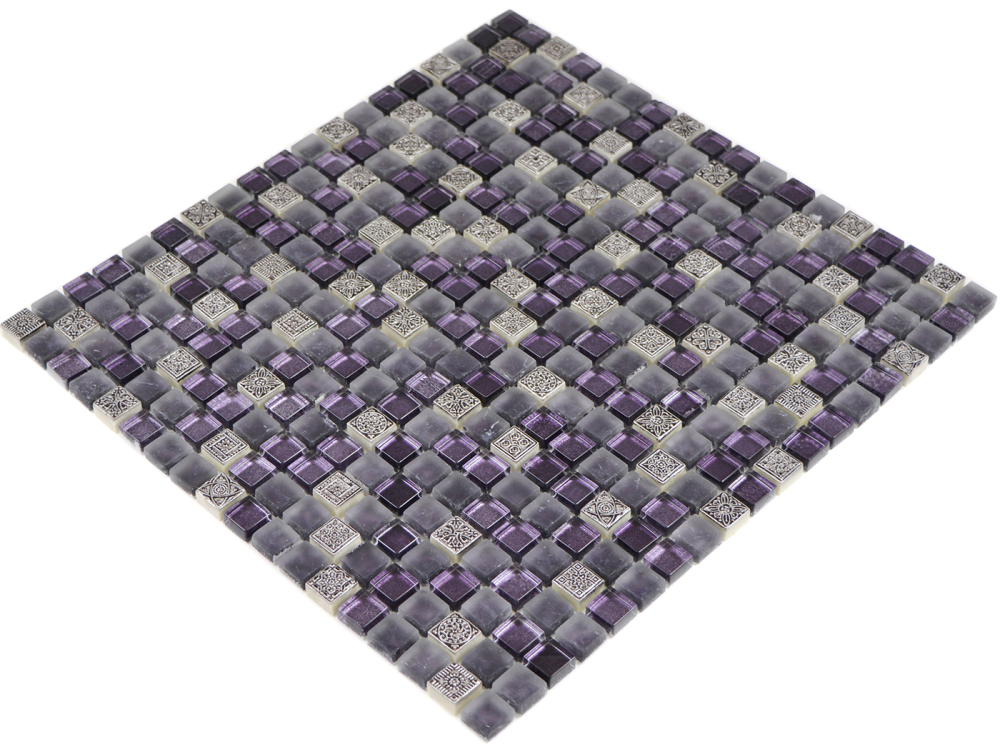 Mosaique Carre Mosaique de verre Resin mix lilas mat Mix Translucide Aspect ornemental brillant