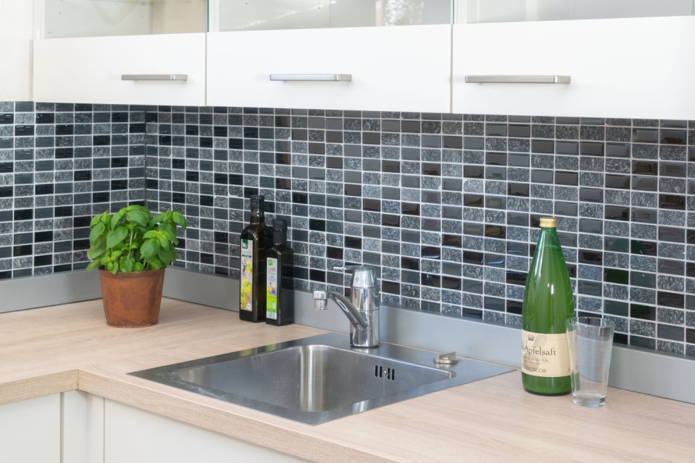 Mosaique Rectangle Mosaique de verre Pierre mix gris noir Mix translucide aspect croise brillant