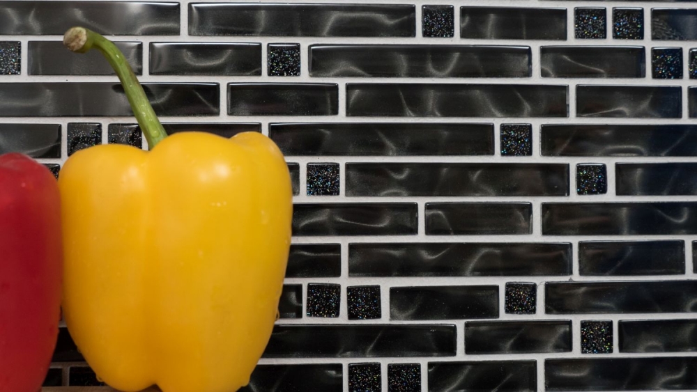 Mosaik Verbund Glasmosaik Chic samtschwarz Transluzent Verbundoptik schwarz glänzend