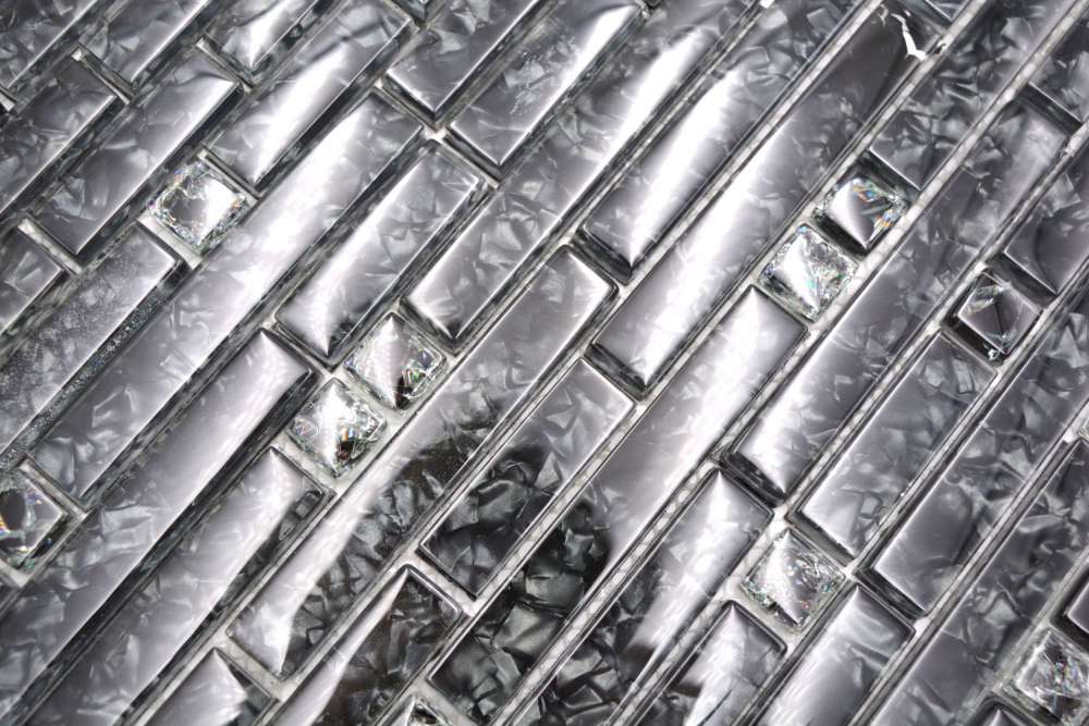 Mosaik Verbund Glasmosaik steinschwarz Transluzent Verbundoptik schwarz glänzend
