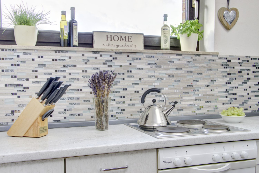Mosaico di vetro pietra naturale tondini mosaico acciaio inox argento chiaro beige grigio bianco rivestimento parete cucina - 86-0108 - Kopie