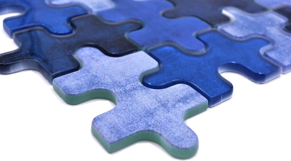 Mosaique de verre Mosaique PUZZLE bleu clair bleu moyen Mix Carrelage - 88-PT01
