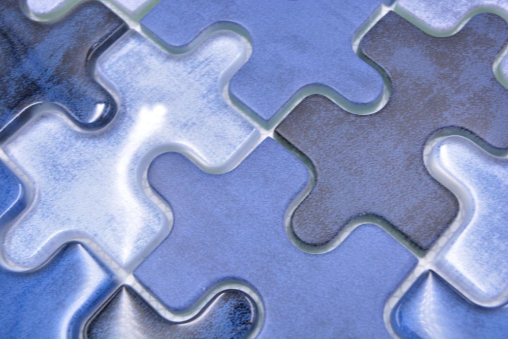 Mosaique de verre Mosaique PUZZLE bleu clair bleu moyen Mix Carrelage - 88-PT01